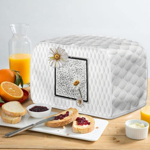 Daisy Print 4 Slice Toaster Covers White, Anti-Sputtering Bread Toaster Cover Toaster Dust Cover, Small Washable Kitchen Appliance Protector, Keep...