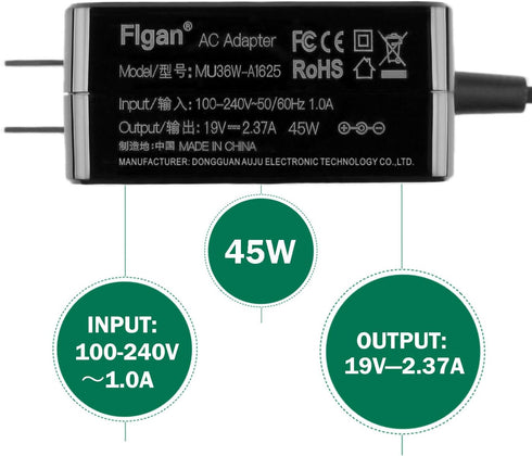 45W 19V 2.37A Laptop Charger for Asus E510 E406M E410M L510MA L510KA TM420I M712D S512D S413D UX431 UX434 R424D UX462 Q407I R409J f515ja f515ea m5...