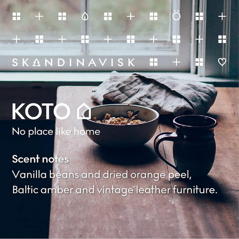 Skandinavisk KOTO 'Home' Mini Scented Candle. Fragrance Notes: Vanilla Beans and Dried Orange Peel, Amber and Leather. 2.3 oz....