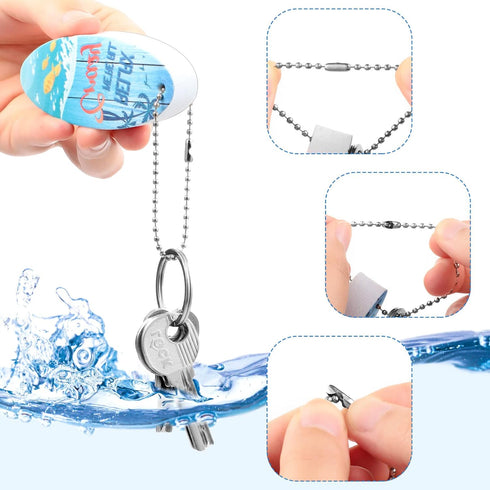 6 Pack Boat Key Floating Keychain Tropical Beach Floating Keychain Oval Buoy Foam Fishing Boat Key Float Personalized Floating Foam Keychain Float...