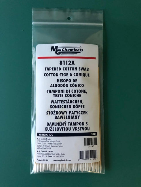 MG Chemicals 8112A Single Headed Tapered Cotton Swab Bonded on a 6" Birch Shaft, Bag of 100 swab (Pack of 100)...