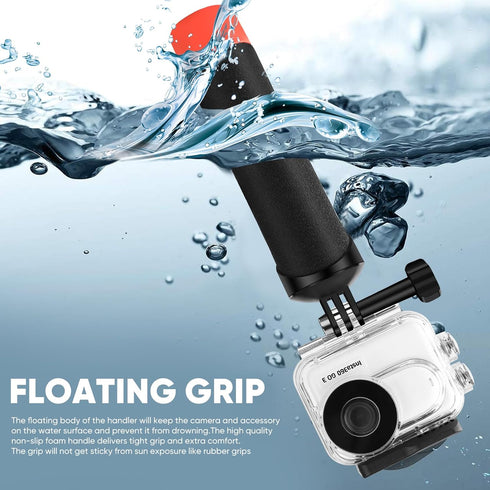 Waterproof Case&Floating Hand Grip Compatible with Insta360 GO 3S, Protective Underwater Dive Housing Shell with Bracket Accessories for Insta360 ...