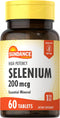 Selenium 200mcg | 60 Tablets | High Potency Formula | Vegetarian, Non-GMO, and Gluten Free Essential Mineral Supplement | By Sundance...