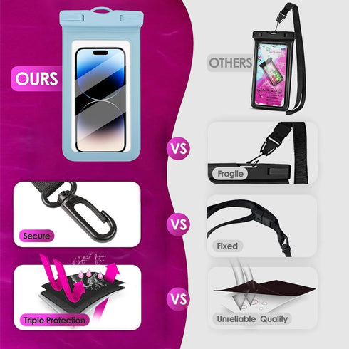 Waterproof Phone Pouch Floating, Waterproof Phone Case, Transparent PVC, 2 Pack, Phone Protector for iPhone 15 14 13 12 11 Pro Max Plus XS XR X 8 ...