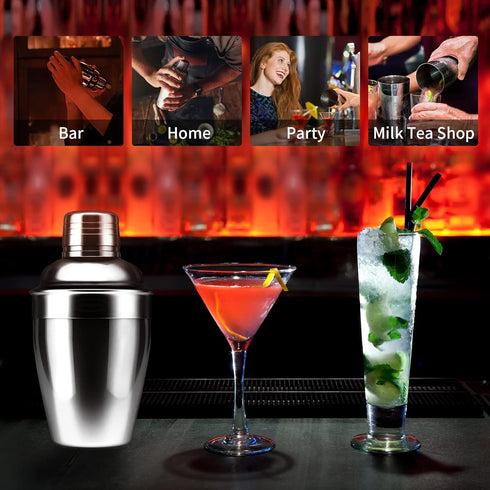 Newness Cocktail Shaker, Stainless Steel Martini Shaker, Drink Shaker Built-in Strainer, Professional Stainless Margarita Mixer, Bartender Kit Gif...