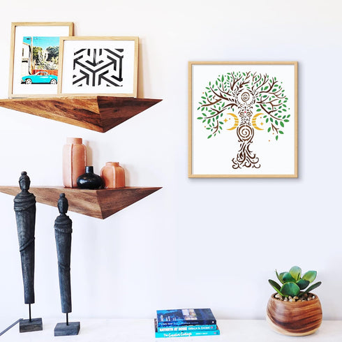 FINGERINSPIRE Tree of Life Stencils 11.8x11.8 inch Plastic Moon Star Paint Stencil Reusable Spiral Goddess Tree Drawing Stencils DIY Art Craft Ste...