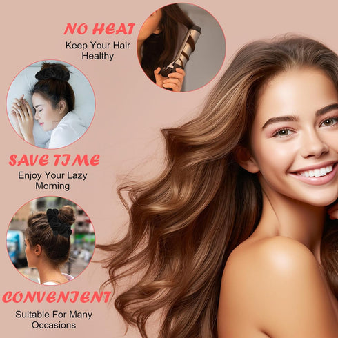 Heatless Hair Curler to Sleep In Soft Heatless Sleep Curling Scrunchie No Heat Curls Wrap Headband Set Styling Hair Roller Hair Accessories for Wo...
