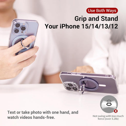 PROfezzion Thin Metal Ring Holder for MagSafe, Removable Strongest Magnetic Phone Grip for iPhone 15 14 13 12 Pro Max Plus with MagSafe Case [Not ...