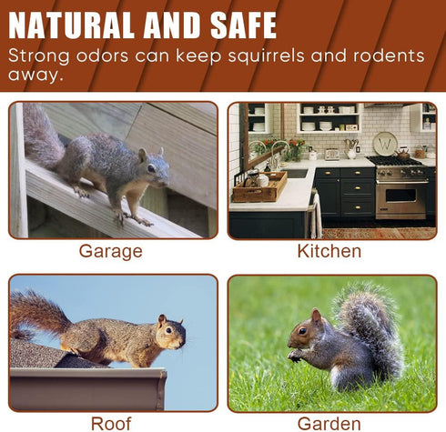 SEEKBIT 4 Pack Squirrel Repellent, Mice Rats Squirrel Deterrent Drive Away from Car Engines, Under Hood, Vehicle, Rodent Repellent for Garden, Yar...