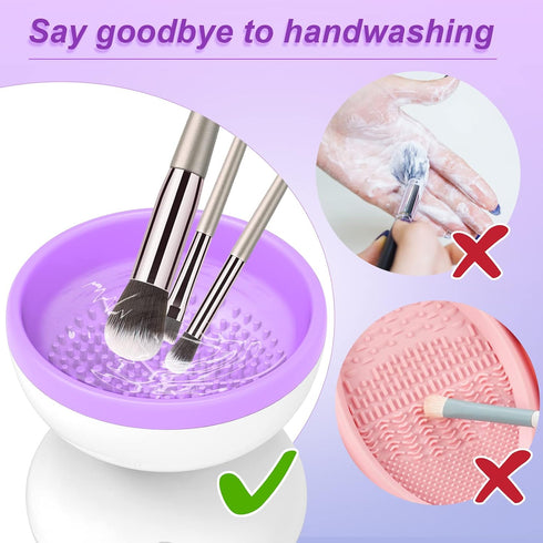 Purple Electric Makeup Brush Cleaner Machine, Windspeed Silicone Brush Cleaner Machine Beauty Blender Cleanser For Beauty Makeup Brushes, Christma...