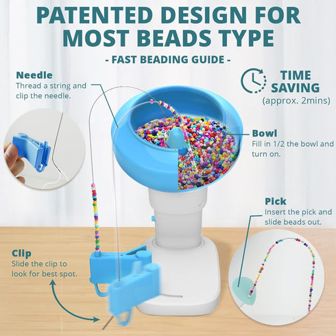 Electric Bead Spinner for Bracelet Making Kit - Clay Bead Bracelet Kit Essentials, Bead Spinner Needles Included, Easy Friendship Jewelry Bracelet...