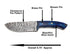 BCK damascus knife damascus steel hunting knife Fixed Blade Hunting Knife with Sheath - Damascus Knife with Blue Wood Handle - 9.75 Inches Handmad...