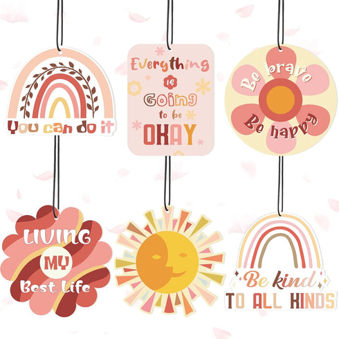 12 Pcs Car Air Fresheners Cute Car Interior Accessories Boho Scented Hanging Air Fresheners Kawaii Essential Oil Automotive Fresheners for Women M...