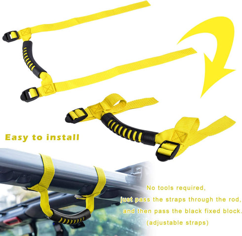 4 x Roll Bar Grab Handles Grip Handle for Jeep Wrangler YJ TJ JK JKU JL JLU Sports Sahara Freedom Rubicon X & Unlimited 1955-2024 2025 (Yellow)...