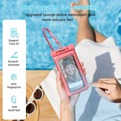 Floating Waterproof Phone Pouch Filled with Sponge Universal Cellphone Dry Bag Case with Lanyard for iPhone 15 14 13 12 Pro Max Xs Max XR X 8 7 6S...