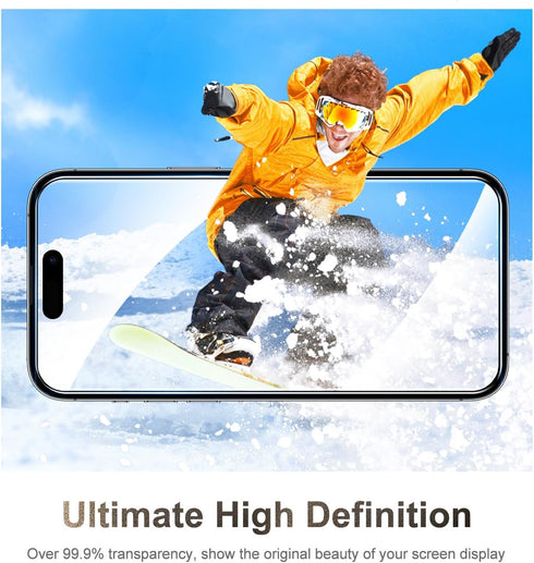 CANSHN [3+3 Pack for iPhone 15 Pro Screen Protector Tempered Glass & Camera Lens Protector Accessories with Easy Installation Frame, Double Shatte...