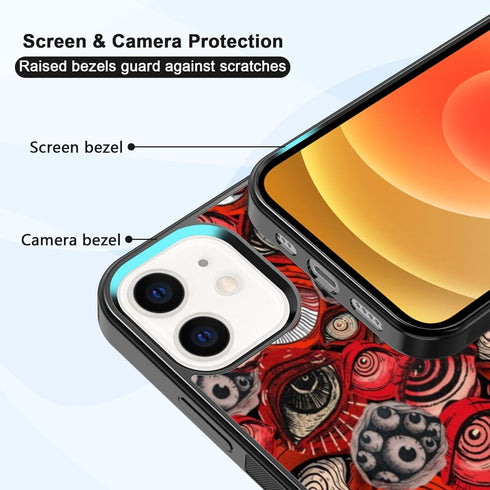 Cool Red Eye Phone Case, Trippy Scary Horror Eyeball Partten iPhone 12/12 Pro Case, Non-Slip Design and Shock Absorption, Phone Case for Teen Girl...