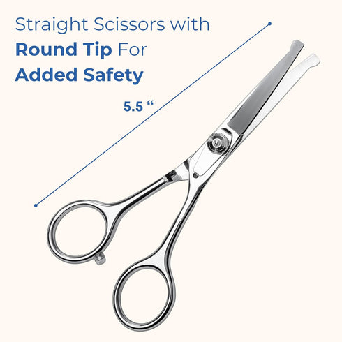 Pet Grooming Scissors Set With Round Tips For Dogs & Cats - Professional Grade Shears Safely Cut Through Dog or Cat Hair - Fur Trimming Made Easy ...