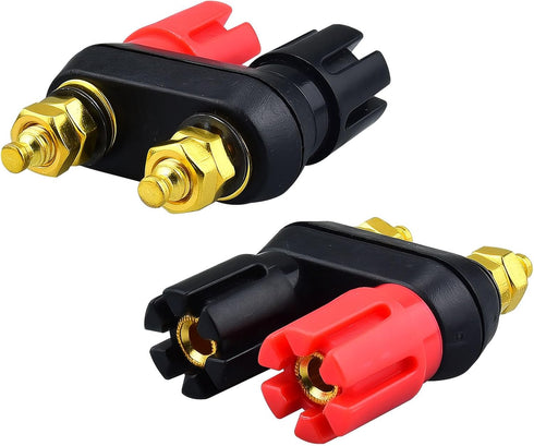 onelinkmore 2-Way Banana Plug Jack Socket Binding Post Video Speaker Terminal Connectors Dual Insulated Terminal Binding Post 4mm Banana Plug Fema...