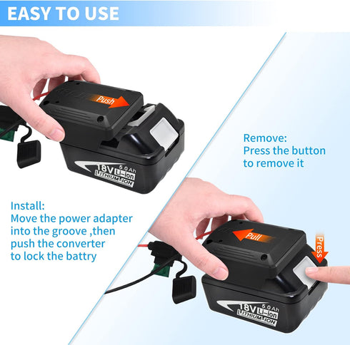 Power Wheel Adapter for Makita 18V Battery, Power Converter Adapter with Switch Fuse 30A 16 Gauge Wire for Rc Car Robotics Rc Truck, fit for Makit...