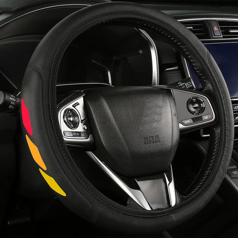 Tri-Color 3 Color Logo Steering Wheel Cover, Elastic Steering Wheel Cover Protector Anti-Slip Durable Universal 15 Inch Compatible with Toyota Veh...