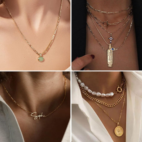 UMAOKANG 16.4 Feet Gold Stainless Steel Figaro Chains Link Spool Necklace Chain Bulk with Lobster Clasps and Jump Rings for Choker Necklaces Jewel...