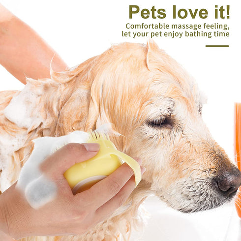 Pet Dog Cat Shedding Shampoo Brush Pet Bath Massage Shower Bubbles Self Cleaning Dog Grooming Brush Scrubber Brush for Bathing Hair Removal Soft S...