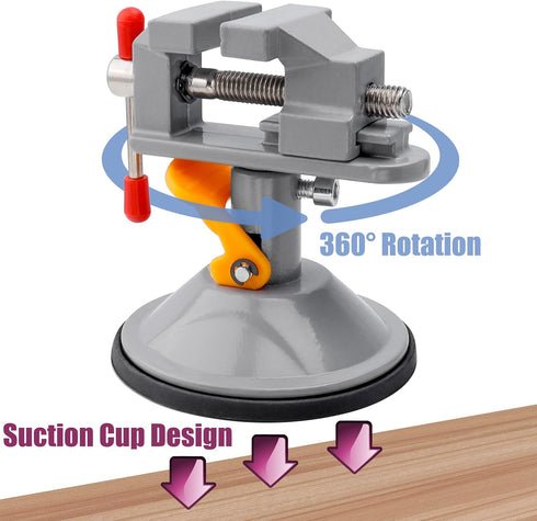 Yakamoz Mini Bench Vise 360 Degree Suction Vise Small Table Vice Clamp Workbench Vise for Jewelry Making DIY Wood Craft Carving Breads Drilling Be...