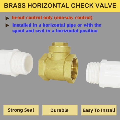 3/4" Swing Brass Check Valve DN20, 3/4 Female Thread Horizontal One Way Check Valve, Oil Water Fuel Gas Air Check Valve to Prevent Water Backflow ...