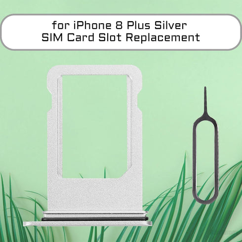 for iPhone 8 Plus Silver SIM Card Slot Replacement Single SIM Version 8Plus Single Card Tray Holder Adapter with Waterproof Rubber Ring Card Remov...