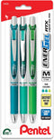 EnerGel RTX Retractable Liquid Gel Pen, 0.7mm, Chill Hue, Turquoise, Green, and Lime Green Ink, Pack of 3 Pens (BL77CHIBP3M)...