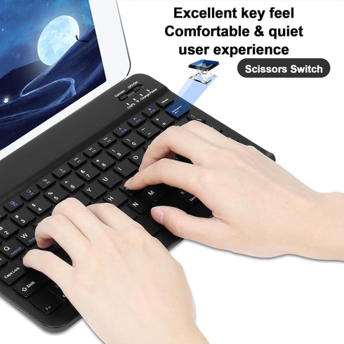 Bluetooth Keyboard and Mouse Combo Ultra-Slim Portable Rechargeable Compact Wireless Mouse Keyboard Set for Pad/iPad Pro/iPad Mini/iPad Air Mac OS...