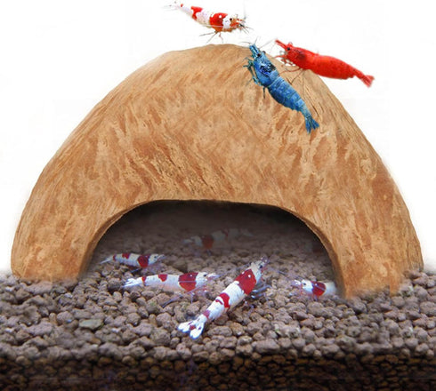SunGrow Coconut Aquarium Shrimp Cave, Small Fish Tank Aquarium Decorations Accessories, Comfortable Shelter and Breeding Area for Crustaceans, Fis...