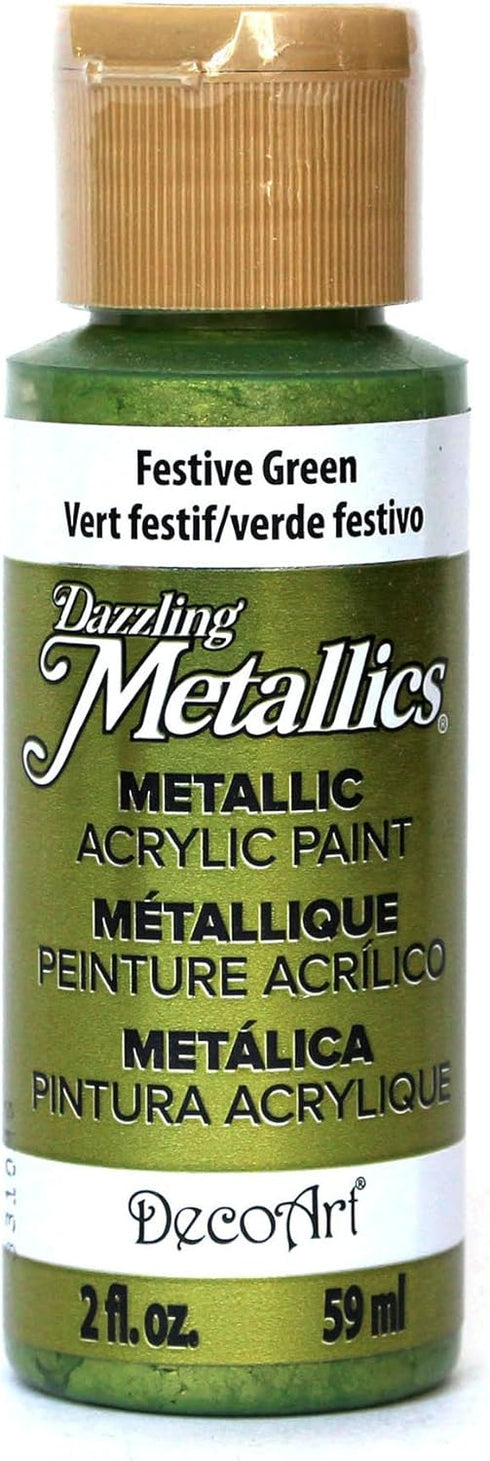 DecoArt Dazzling Metallics 2-Ounce Festive Green Acrylic Paint...