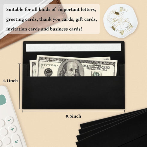 50 Pack #10 Business Envelopes, Black Standard Envelopes Self Seal, Letter Size Business Mailing Envelopes for Checks Letters Invoices Statements ...