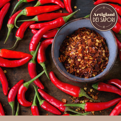Crushed Hot Chili Pepper Flakes, 3.5 oz Bag, Red Chile Pepper, Spicy Herb Seasoning, Italian Pepperoncino, Packed in Calabria, Artigiani dei Sapor...