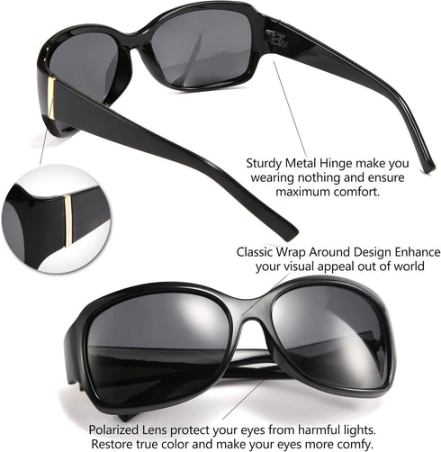 FEISEDY Polarized Oversized Sunglasses for Women Men, Classic Rectangle Wrap Around Large Frame UV400 Protection B2504...