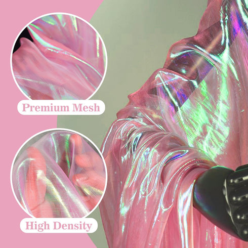 3 Yard Sheer Iridescent Organza Fabric, Magic Laser Holographic Gauze Fabric for Costume, Curtain, Shiny Photography Background, Party, DIY Suppli...