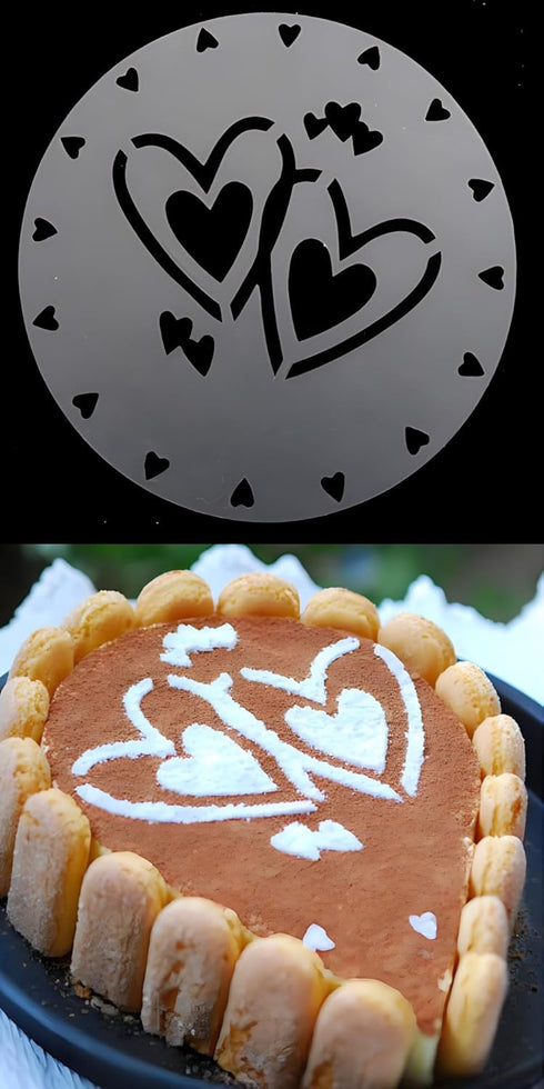 4-Piece Variety Cake Stencil Template,Birthday Heart Flower Spirals Decorating Mold Tool...