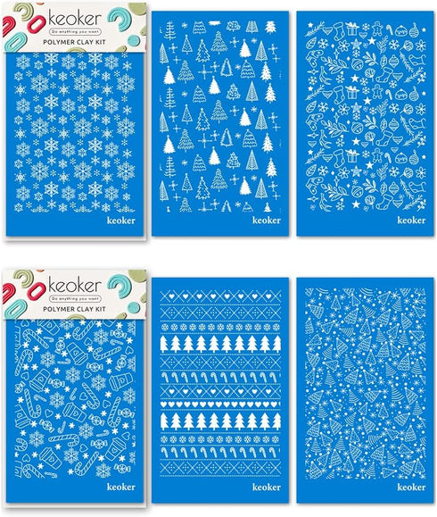 KEOKER Christmas Silk Screen for Polymer Clay, Christmas Silk Screen Stencils for Polymer Clay, Printing on Clay & Other Jewelry Clay Earrings Dec...