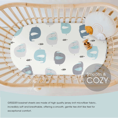 Stretchy Ultra Soft Fitted Bassinet Sheets 2 Pack, Universal Fitted Sheets for Rectangle, Oval, or Hourglass Bassinet Mattresses or Changing Pads,...