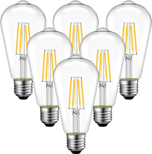 ANWIO Dimmable Vintage LED Edison Bulbs, 5W, Equivalent 60W, 500lm, Warm White Light 2700K, 80+ CRI, ST21 Antique LED Filament Bulbs, E26 Medium B...