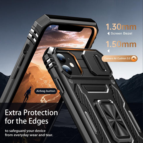 MERRO for iPhone 11 Case with Screen Protector,Sliding Camera Cover,Military-Grade Cover with Magnetic Stand Phone Case 6.1" Black...
