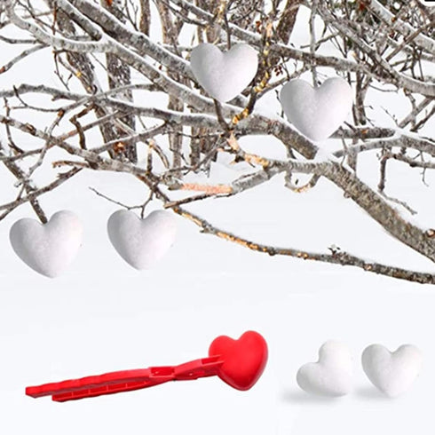 Red Winter Snowball Maker Clips, Duck Heart Shaped Snow Ball Maker Clamps, Outdoor Winter Play Snow Sand Mold Tools for Sandboxes and Beach Tool S...
