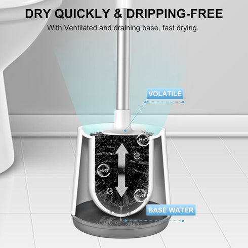SetSail Toilet Brush and Holder, Automatic Bowl Brushes for Bathroom Ventilated Cleaner Scrubber Cleaning, White-pp...