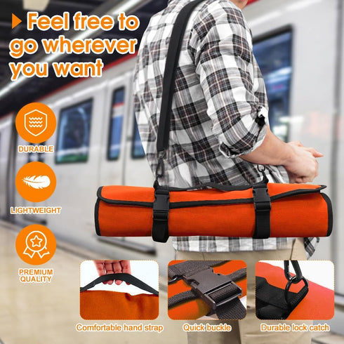 Orange Chef Knife Bag With 20 Slots Cutlery Knives Holders Protectors, Home Kitchen Travel Cooking Tools, Portable Canvas Knife Roll Storage Bag C...