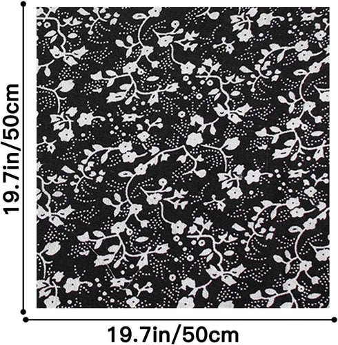 YOLUFER DIY Cotton Fabric Bundle 19.7 x 19.7 Inches, 7PCS Different Pattern, Squares Patchwork Material for Sewing Quilting Scrapbooking. (Black)...