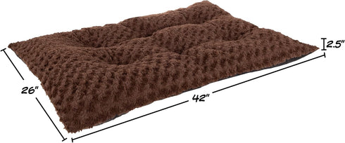 Dog Bed – 42x26 Large Pet Pillow and Crate Pad with Faux Fur Sleep Surface and Non-Slip Bottom – Machine Washable Dog Bed by PETMAKER (Brown)...