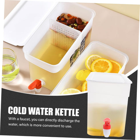 1pc Cold Water Bottle Fridge Lemonade Bucket 3.5L Drink Dispenser for Fridge Beverage Dispenser for Fridge Lemon Pitcher Holder Refrigerator Kettl...