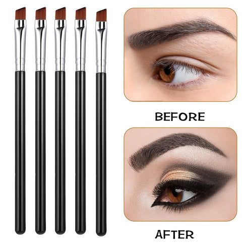 10 PCS Angled Eyeliner Eye Shadow Eyebrow Brush Set Flat Fine Angle Soft Synthetic Bristles Fibers Detail Makeup Brush Tool for Women Girls Make u...